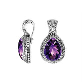 AP-8026-AM Sterling Silver Pears Shape Pendant With Amethyst Q. & Enhancer Pendant Bail Jewelry Bali Designs Inc
